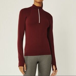 Tory Burch Sport Burgundy Half Zip